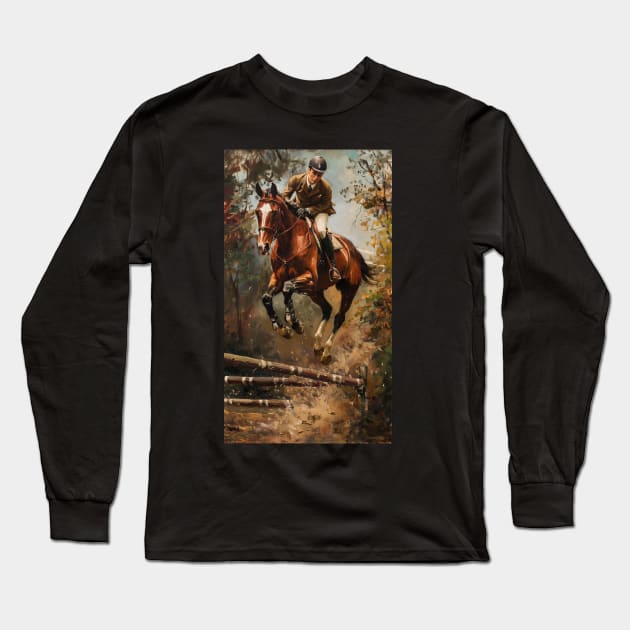 Horse jump Long Sleeve T-Shirt by Horse Holic